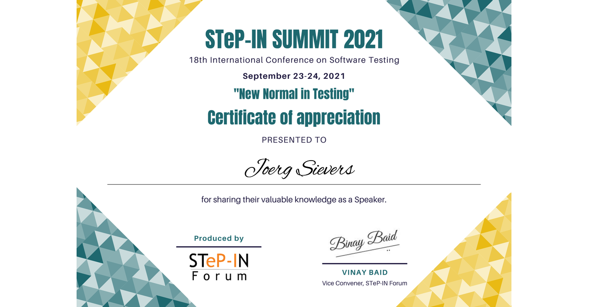 Certificate STeP-IN SUMMIT 2021